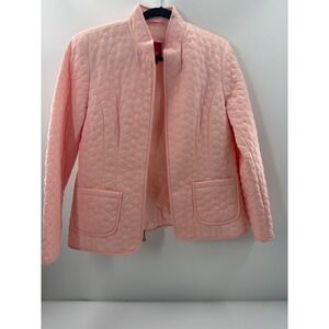 Esprit Pink Quilted Floral Stitch Zip Front Mock Neck Jacket Womens Large